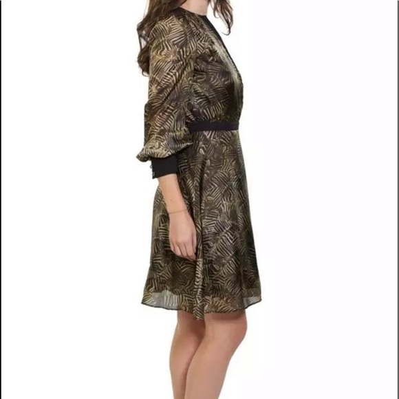 Mackage Long Sleeves  Dress Black&Gold Chiffon Silk - Picture 4 of 10